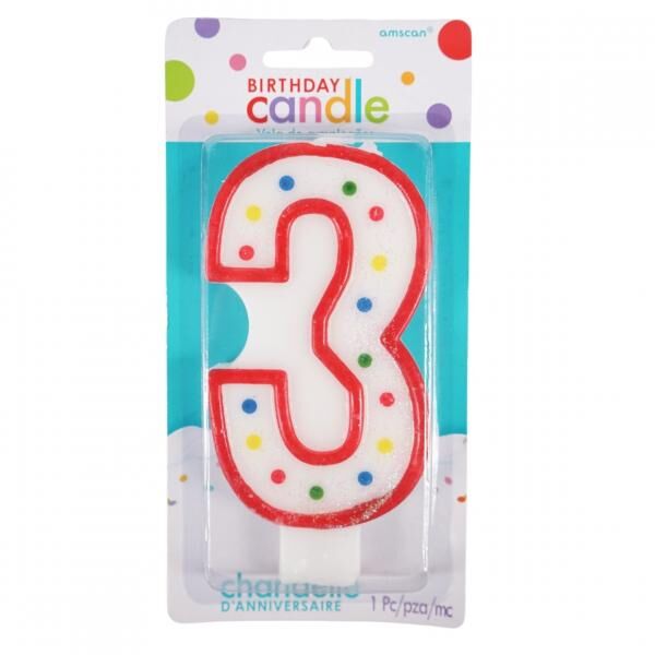 Amscan Kuchen Kerze Figur 3 weiß 13 cm