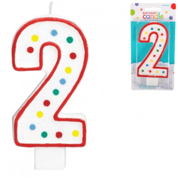 Amscan Kuchen Kerze Figur 2 weiß 13 cm