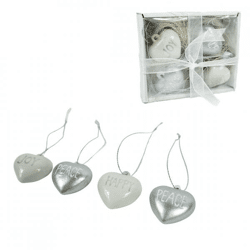 (R) Hangers hart met tekst 4 cm set van 4