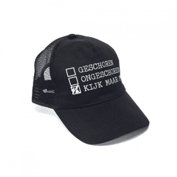Trucker cap met tekst zwart 30 cm