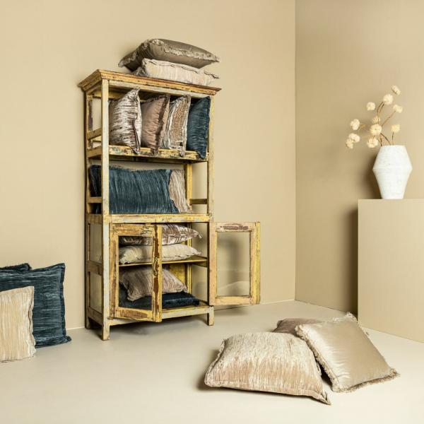 PTMD Kissen Nous Samt beige 60 x 60 cm