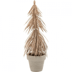 Pine tree in pot glitter champagne colored 22 cm