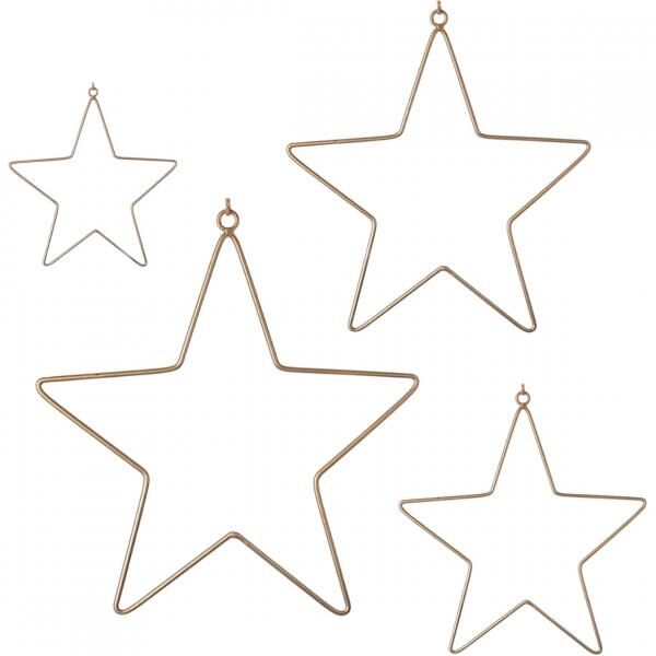 Anhänger Sterne Weihnachten goldfarbig 30 cm 4er Set