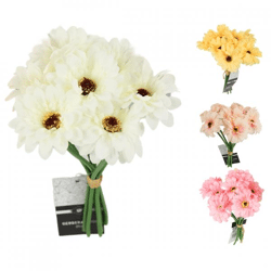 Artificial flowers gerbera 7 flowers 23 cm 4 assorted
