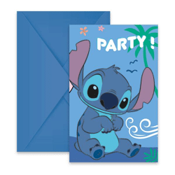 Disney Stitch - 6 Einladungskarte mit Umschlag