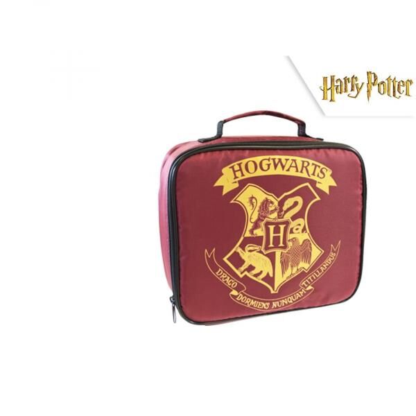 Harry Potter - Fr&uuml;hst&uuml;ckstasche burgunderfarben mit Hogwartslogo / Lunchbag Burgundy with Logo