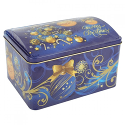 Metalen blik kerst Merry Christmas blauw 18 cm