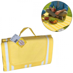 (R) Palletbox picknickdeken fleece geel/wit 140 x 180 cm