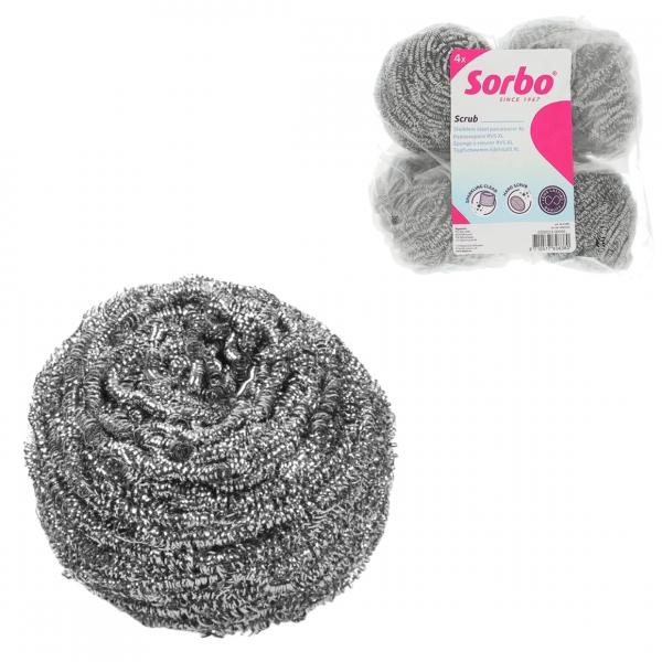 Sorbo pannenspons rvs set van 4
