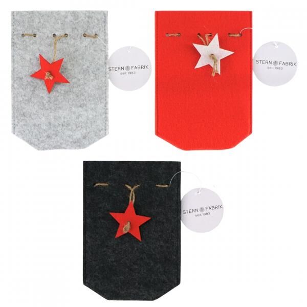 Stern Fabrik Geschenkpackung Weihnachtsfilz 18 cm 3fach sortiert