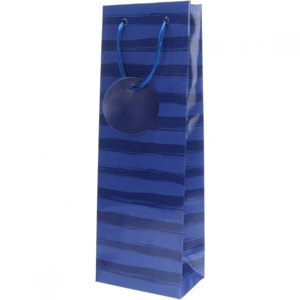 Geschenktas Strepen blauw 12,5 x 8 x 36 cm