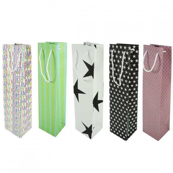 Geschenktüte 9 x 8 x 36 cm 5 Stück sortiert