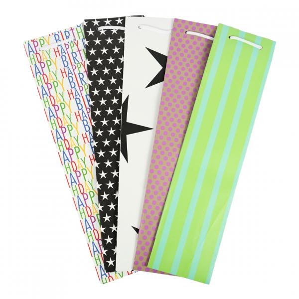 Geschenktüte 9 x 8 x 36 cm 5 Stück sortiert