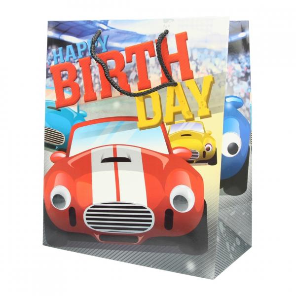 Geschenktüte Happy Birthday Auto 27 x 15 x 32,5 cm VE100