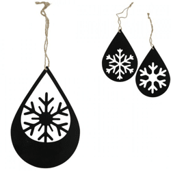 Kersthanger sneeuwvlok metaal zwart 20 cm 3 assorti