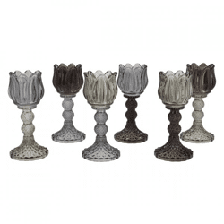 Teelichthalter Bicolore Bloom grau 17 cm sortiert