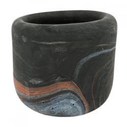 Dekocandle theelichthouder bloempot mat zwart 15 cm