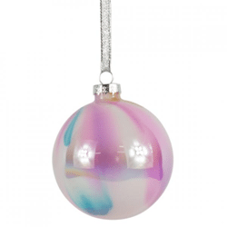 Wilko Weihnachtskugel rosa marmoriert 8 cm 6 Stück