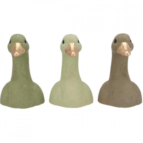Statue Duck Head green 20 cm 3 assorted