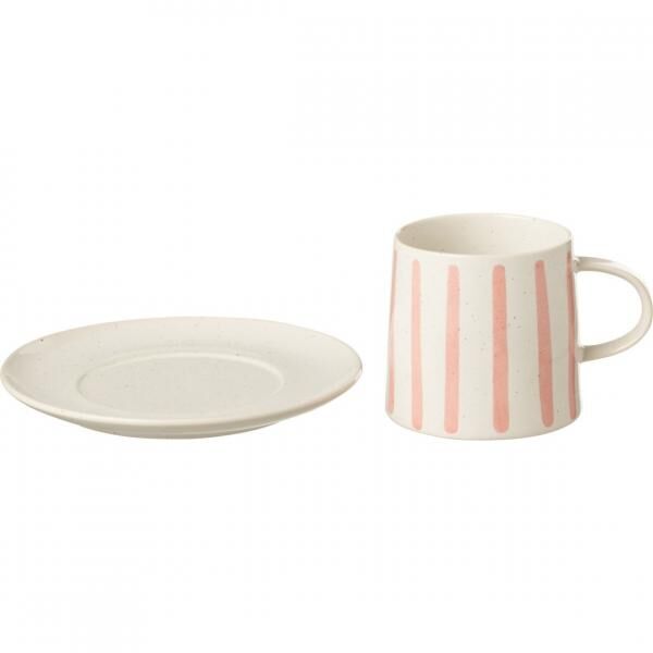 J-Line Becher mit Untertasse Line Porzellan 200 ml