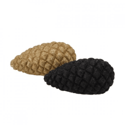 Beeld Jingle dennenappel goudkleurig/zwart 10 cm 2 assorti