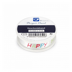 Horn cadeaulint Happy Birthday satijn 3 m