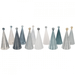 Beeld kerstboom serie Twinkle LED op batterij glas grijs 22 cm 12 assorti