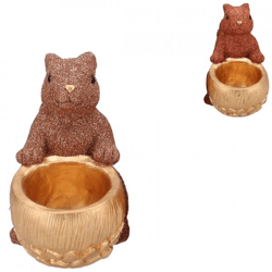 Schaal Jingle eekhoorn zittend nude/koperkleurig 17 cm 2 assorti