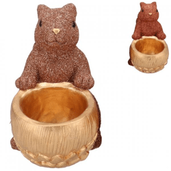 Schaal Jingle eekhoorn zittend nude/koperkleurig 22 cm 2 assorti