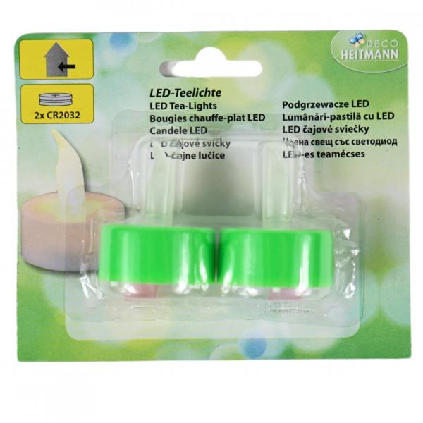 Deco Heitmann LED Teelicht auf Batterie grün 4,5 cm 2 Stk.