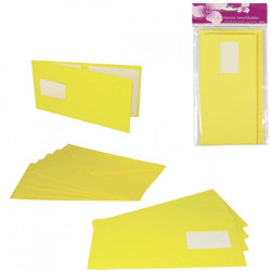 Kaarten met enveloppen geel 21 cm 5 stuks