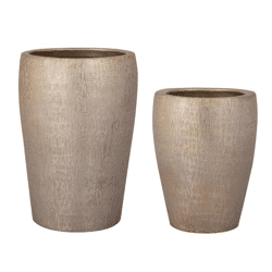 PTMD bloempot Mialee aluminium champagnekleurig 52 cm set van 2