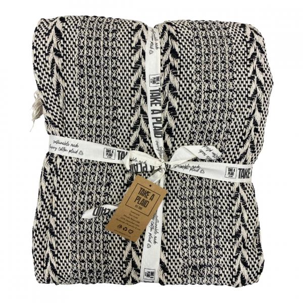 Take a Plaid 23 recycelte Baumwolle schwarz 125 x 150 cm