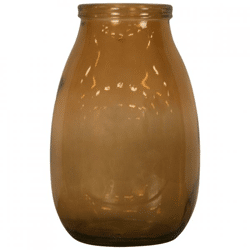 Vaas gerecycled glas bruin 28 cm