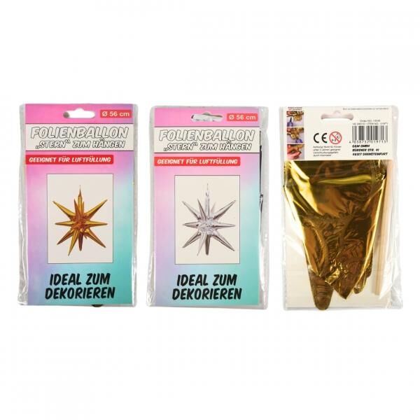 Folienballon Stern 56 cm 2 Stück sortiert