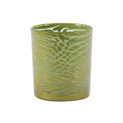 Teelichthalter Zebra Glas grün gold 10 cm