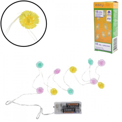 Lichtketting bloemen gekleurd LED op batterij 120 cm