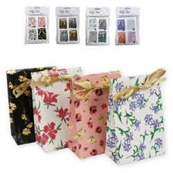 Geschenkverpakking 4 stuks met strik & glitters 14 cm 4 assorti