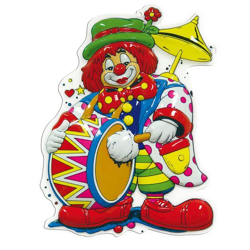 Wand-Deko Clown mit Trommel - 60 cm