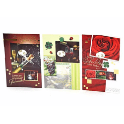 Speed card 11.5 x 17.5 cm, embossed, text, flowers, assorted