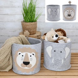Felt storage basket animals 2/s 34cmH