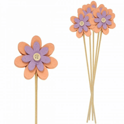 Tuinsteker Flower hout 50 cm set van 6