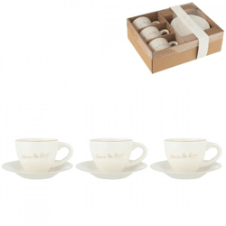 J-LINE Espressotasse mit Untertasse 15 cm 6er Set