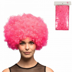 Wig curly pink one size