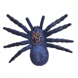 Dekoration Spinne auf Clip blau 15 cm