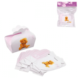 Geschenkverpakking babyshower Teddybeer roze set van 5