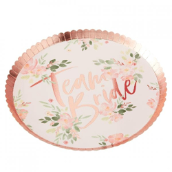 Ginger Ray Einwegteller Team Bride! rosa 24 cm 8 Stück