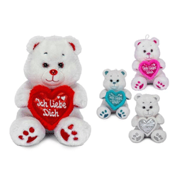 White bear with heart - plush figure - 4 assorted - 25 cm