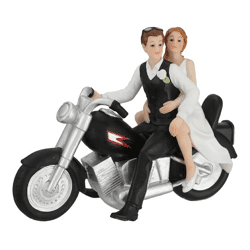 Hochzeitspaar auf Motorrad, ca. 17cmB