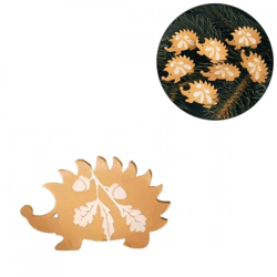 Decoration Hedgehog wood 4 cm set of 12